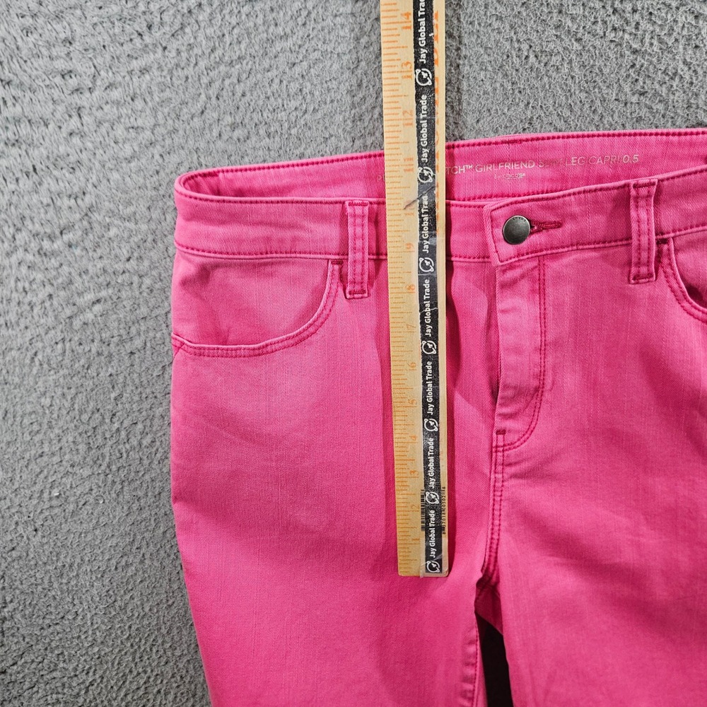 Chicos Perfect Stretch Girlfriend Slim Capri Pink Frayed Hem Pants 0.5 US 6 NEW - Picture 6 of 10